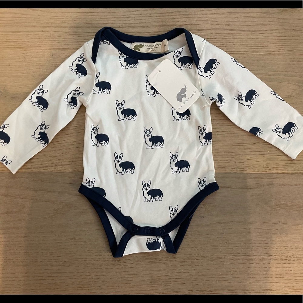 Monica & Andy corgi onesie 0-3 NWT